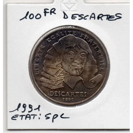 100 francs Descartes 1991 Sup, France pièce de monnaie