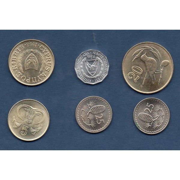 Lot de 6 pièces de Chypre 1972-1998 Sup/Spl