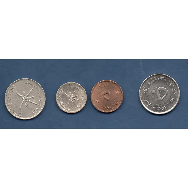 Lot de 4 pièces d'Oman année 1390-1410 AH Sup/Spl Lot de 4 pièces d'Oman année 1390-1410 AH Sup/Spl