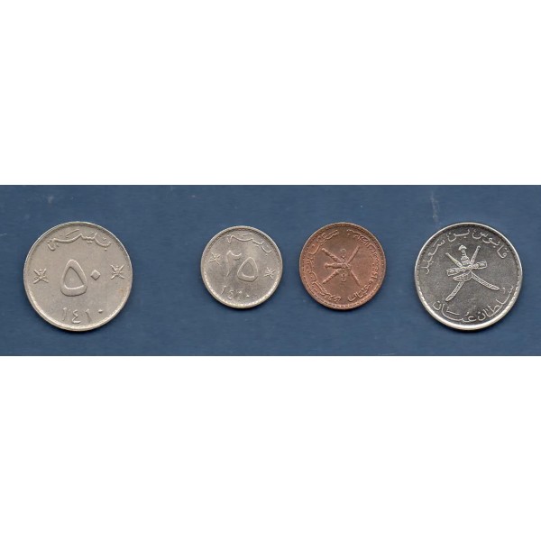 Lot de 4 pièces d'Oman année 1390-1410 AH Sup/Spl