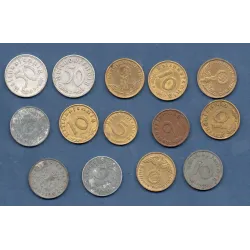 Lot de 14 pièces du 3eme reich allemand 1937-1941 TTB
