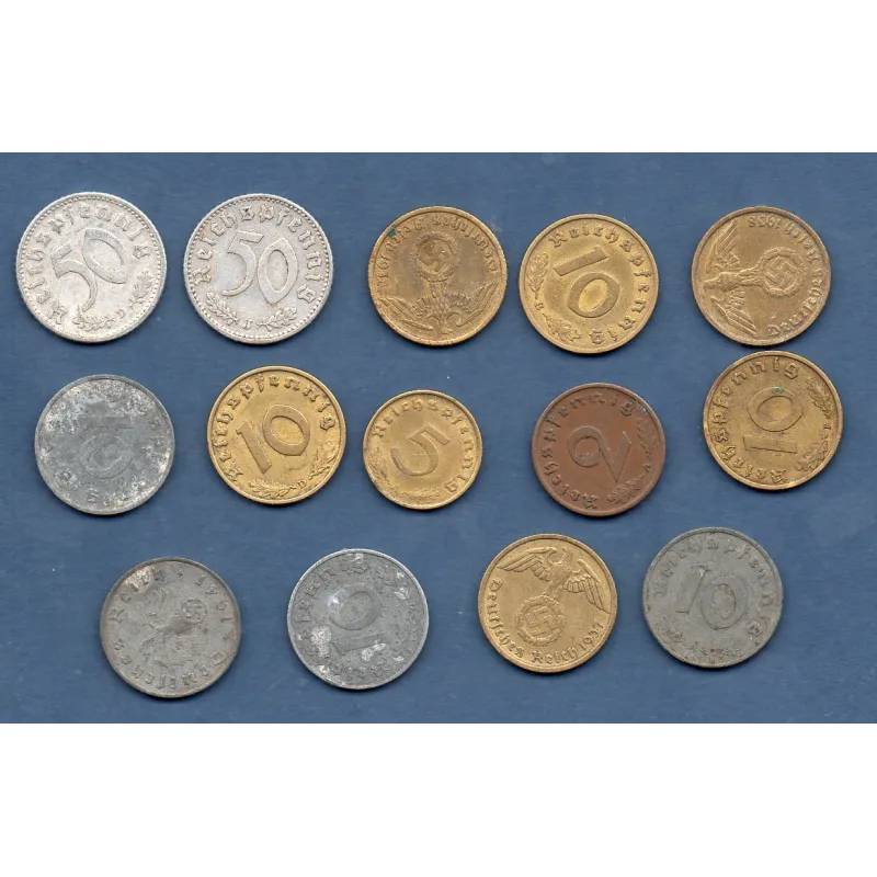 Lot de 14 pièces du 3eme reich allemand 1937-1941 TTB Lot de 14 pièces du 3eme reich allemand 1937-1941 TTB