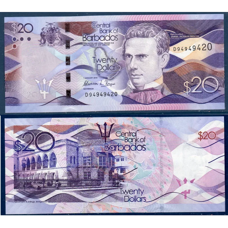 Barbade P.76c, neuf Billet de 20 dollars 2018 Samuel Jackman Prescod Barbade P.76c, neuf Billet de 20 dollars 2018 Samuel Jackman Prescod