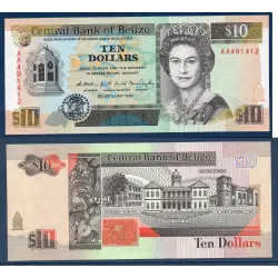 Belize P.54a, Neuf Billet de 10 dollars 1990