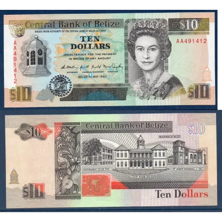 Belize P.54a, Neuf Billet de 10 dollars 1990