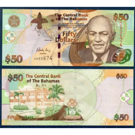Bahamas P.75, neuf Billet de 50 dollars 2006 Roland Symonette