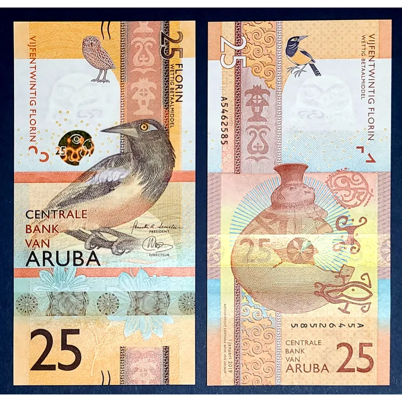 Aruba P.22, neuf Billet de 25 Florin 2019 Troupial Aruba P.22, neuf Billet de 25 Florin 2019 Troupial