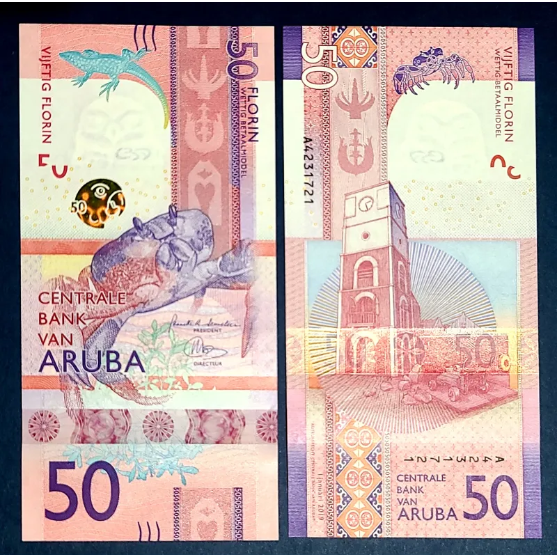 Aruba P.23, neuf Billet de 50 Florin 2019 Crabe Aruba P.23, neuf Billet de 50 Florin 2019 Crabe