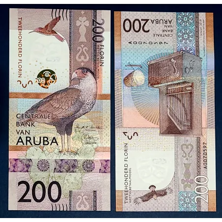 Aruba P.25, neuf Billet de 200 Florin 2019 Caracara à crète