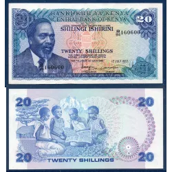 Kenya P.13b, Spl Billet de 20 Shillings 1975 Lions