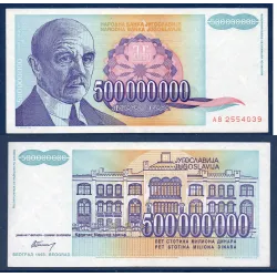 Yougoslavie P.134a, Spl Billet de 500.000.000 Dinara 1993 Jovan Cvijic