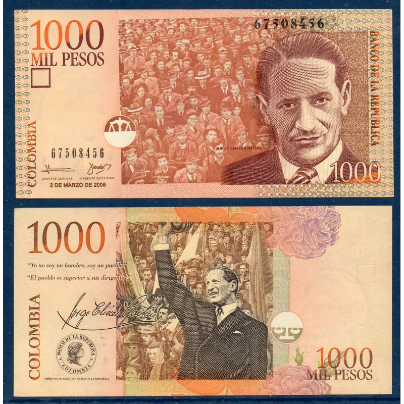 Colombie P.450h, neuf Billet de 1000 Pesos 2.3.2005 Jorge Eliecer Gaitan Colombie P.450h, neuf Billet de 1000 Pesos 2.3.2005 Jorge Eliecer Gaitan