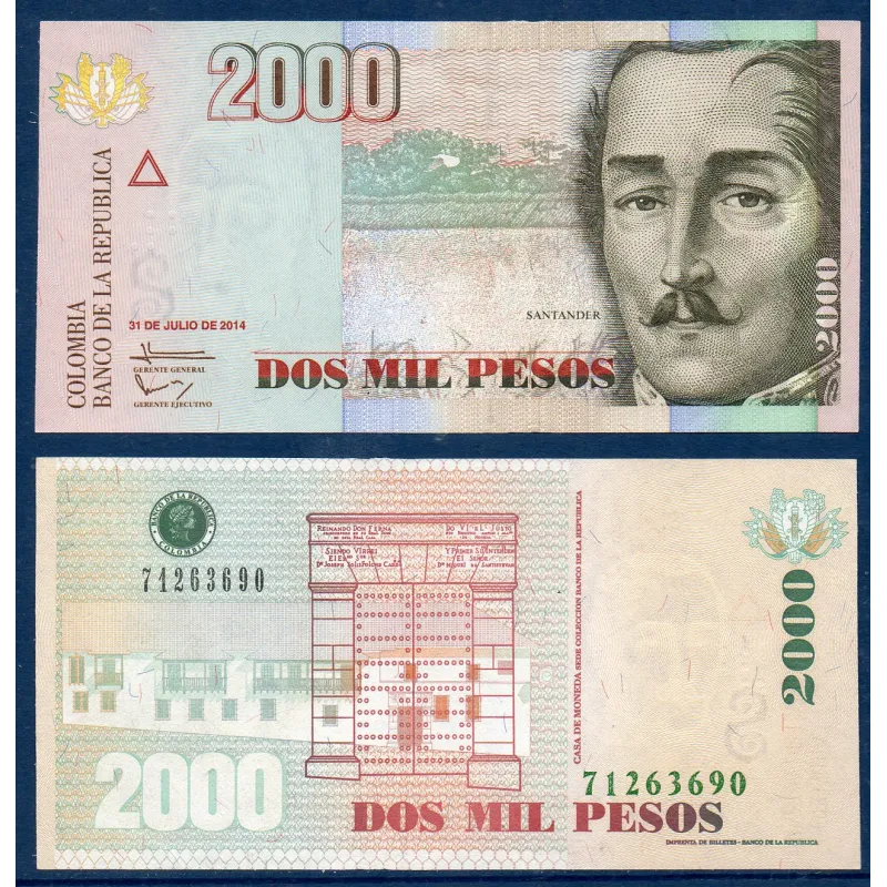 Colombie P.457z, Billet de 2000 Pesos 3.2.2006 Francisco Santander Colombie P.457z, Billet de 2000 Pesos 3.2.2006 Francisco Santander