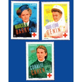 Timbre France 5812-5814, 160 ans Croix-Rouge - Femmes d'engagement Neuf