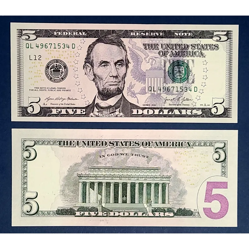 Etats Unis P.551 Neuf San Francisco, Billet de 5 Dollars 2021 série L