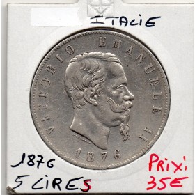 Italie 5 Lire 1876 R, TTB KM.8.4 Vittorio Emanuele