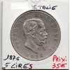 Italie 5 Lire 1876 R, TTB KM.8.4 Vittorio Emanuele