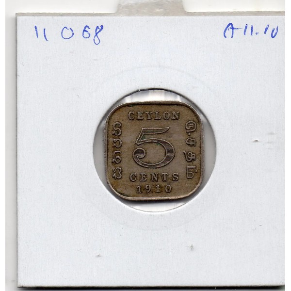 Ceylan 5 cents 1910 TTB, KM.103 Edward VII