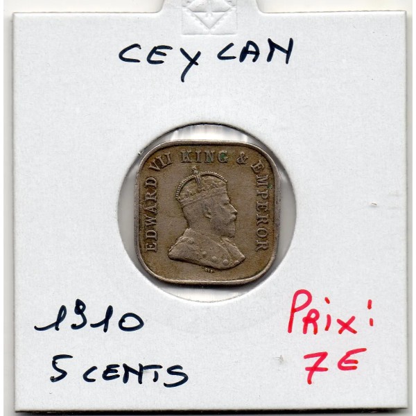 Ceylan 5 cents 1910 TTB, KM.103 Edward VII