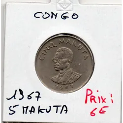 Congo 5 Makuta 1967 Sup, KM.9 Mobutu Sese Seko