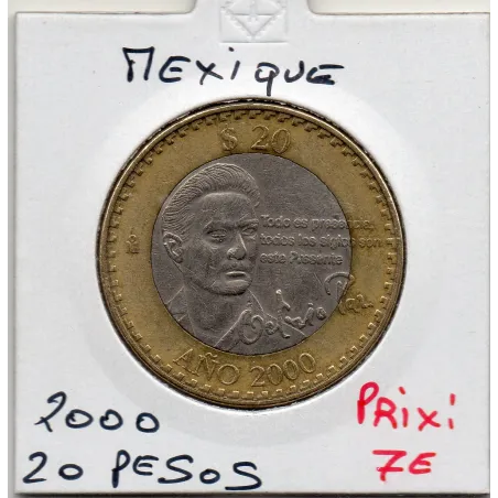 Mexique 20 Pesos 2000 TTB+, KM.638 Octavio Paz