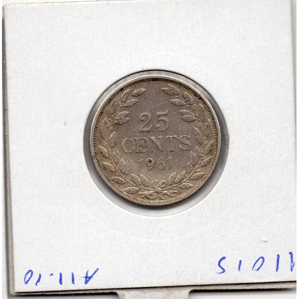 Libéria 25 cents 1961, TTB KM.16 tête tressée