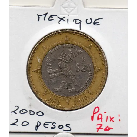 Mexique 20 Pesos 2000 TTB+, KM.637 Xiuhtecuhtli