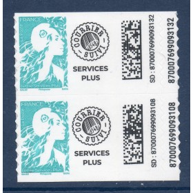 Autoadhésifs Yvert 2359b Lettre service plus paire vertcale de carnet Neufs