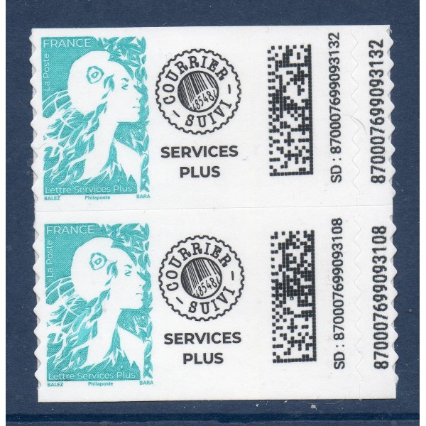 copy of Autoadhésifs Yvert 2359b Lettre service plus paire vertcale de carnet Neufs