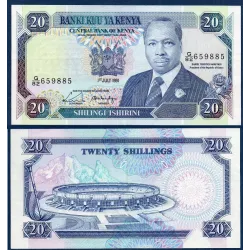 Kenya Pick N°25d, Billet de banque de 20 Shillings 1991