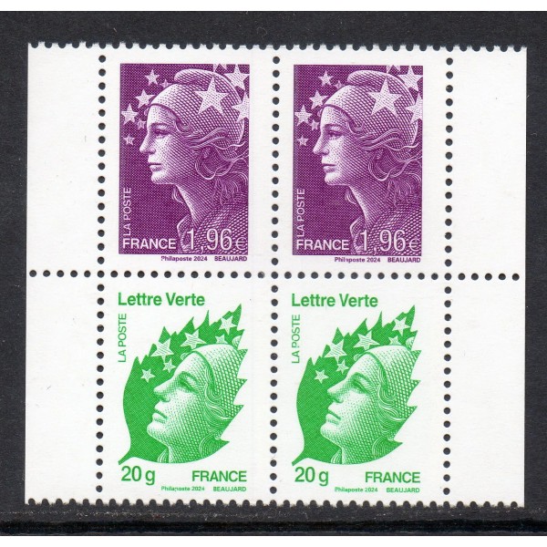 Timbre France 5834-5835 Bloc de 4, Marianne de Beaujard et l'Europe Neuf