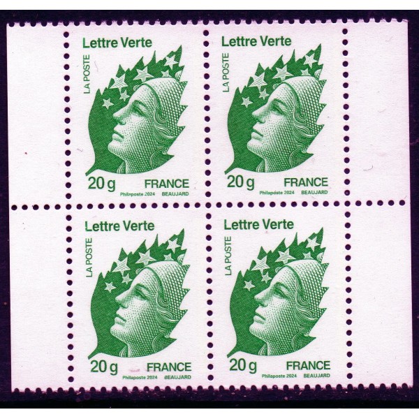 Timbre France 5834 Bloc de 4, Marianne de Beaujard et l'Europe Neuf Vert