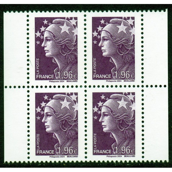 Timbre France 5835 bloc de 4, Marianne de Beaujard et l'Europe Neuf 1.96 violet