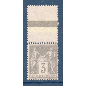 Timbre France Yvert No 87 Type II Sage 3c gris Neuf ** bord de feuille