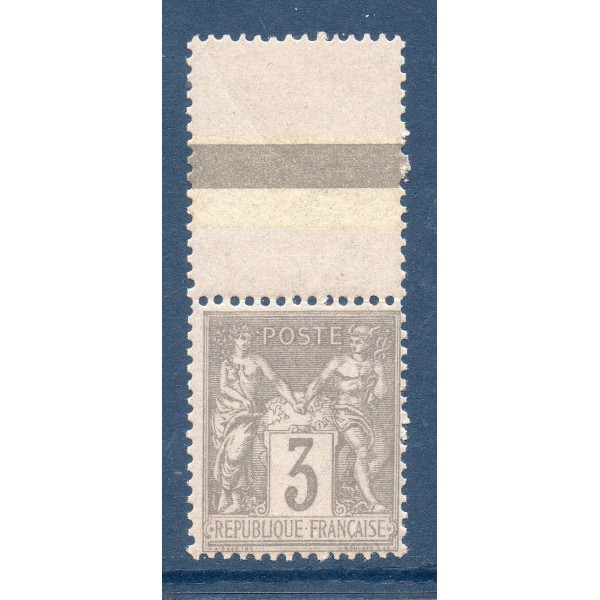 Timbre France Yvert No 87 Type II Sage 3c gris Neuf ** bord de feuille