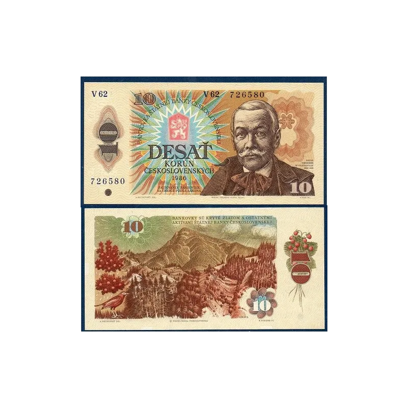 Tchécoslovaquie Pick N°94c, Billet de banque de 10 Korun 1986 Tchécoslovaquie Pick N°94c, Billet de banque de 10 Korun 1986