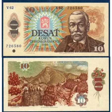Tchécoslovaquie Pick N°94c, Billet de banque de 10 Korun 1986