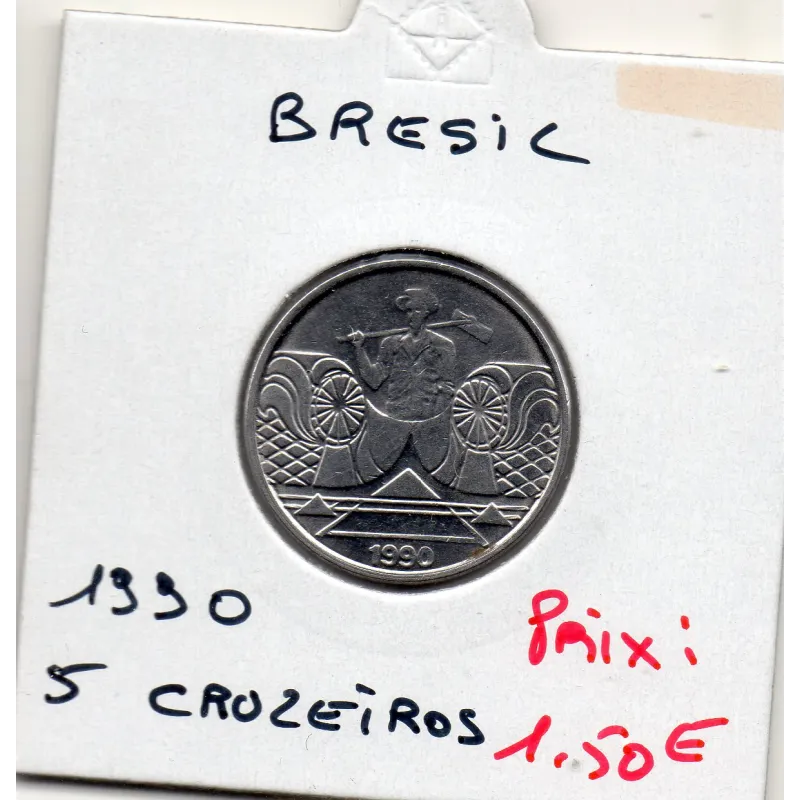 Brésil 5 cruzeiros 1990 Spl, KM.618 Saunier Brésil 5 cruzeiros 1990 Spl, KM.618 Saunier