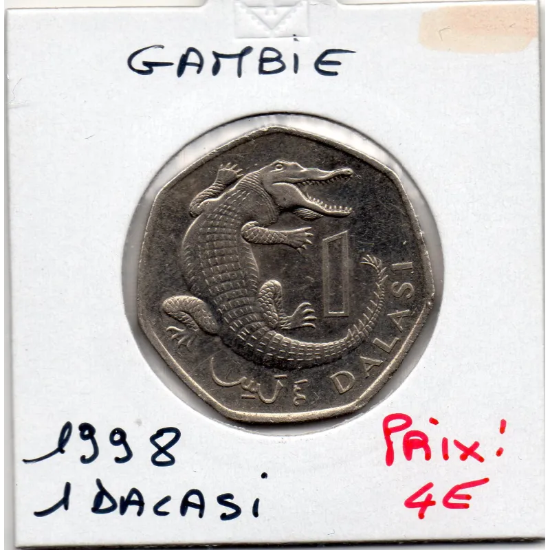 Gambie 1 dalasi 1998 Spl, KM.59 Crocodile Gambie 1 dalasi 1998 Spl, KM.59 Crocodile
