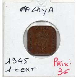Malaya 1 cent 1945 Sup, KM.6 Georges VI
