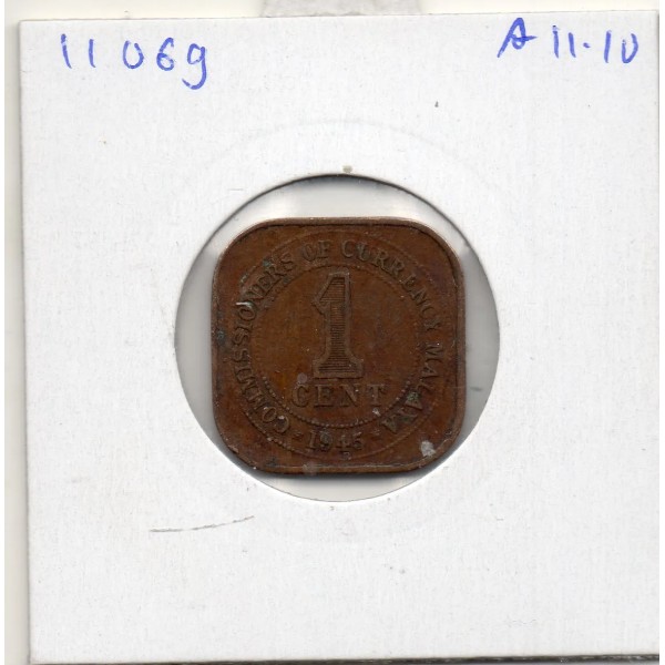 Malaya 1 cent 1945 Sup, KM.6 Georges VI