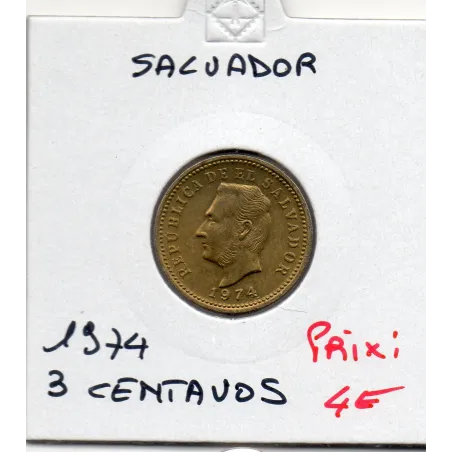 El Salvador 3 centavos 1974 Spl, KM.148 Francisco Morazan