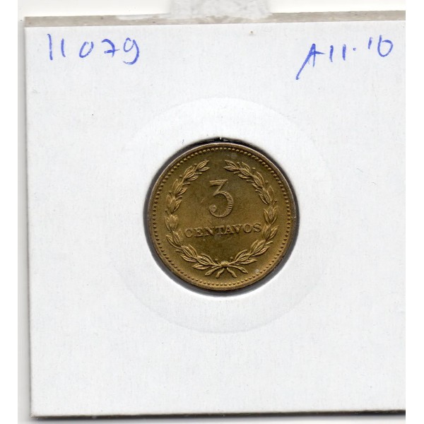 El Salvador 3 centavos 1974 Spl, KM.148 Francisco Morazan