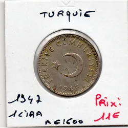 Turquie 1 Lira 1947 Sup, KM.883 argent