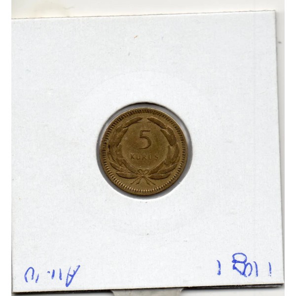 Turquie 5 Kurus 1956, TTB+, KM.887 croissant