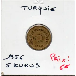 Turquie 5 Kurus 1956, TTB+, KM.887 croissant