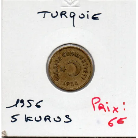 Turquie 5 Kurus 1956, TTB+, KM.887 croissant