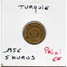 Turquie 5 Kurus 1956, TTB+, KM.887 croissant