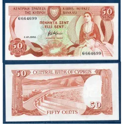 Chypre P.49a, Sup Billet de 50 cents 1983-1984 barrage Yermasoyia