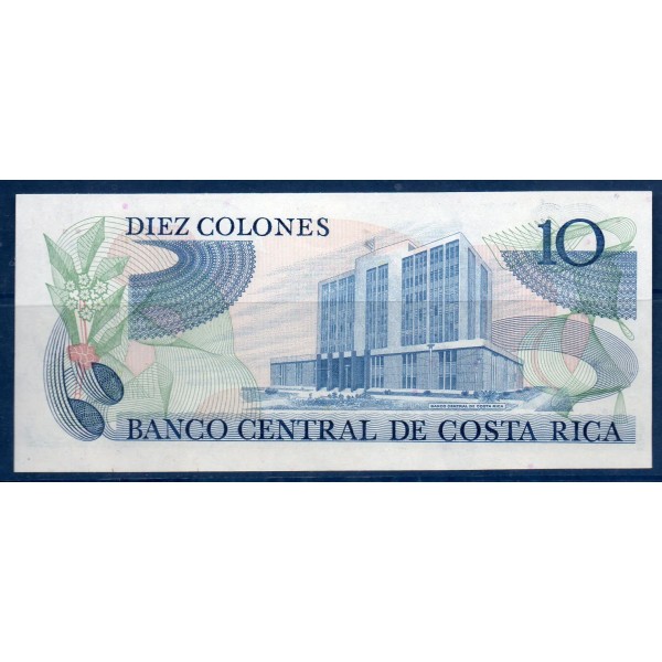 Costa Rica P.237b, neuf Billet  de 10 colones 1977-1987  Rodrigio Facio Brenes